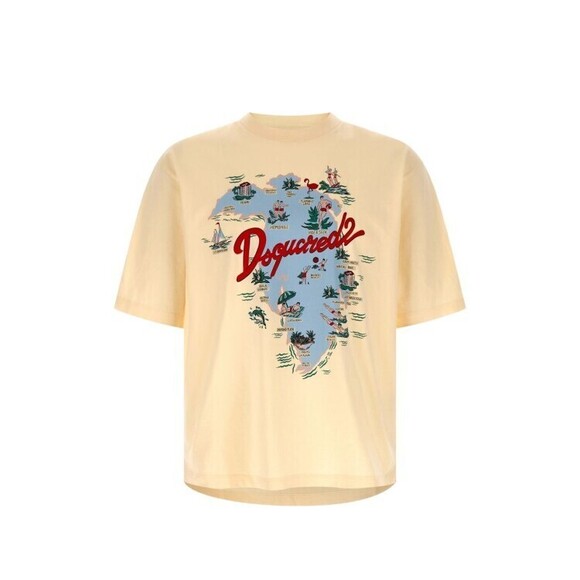Dsquared2 Short-Sleeve T-Shirt With Map-Inspired Graphic Print - NWT